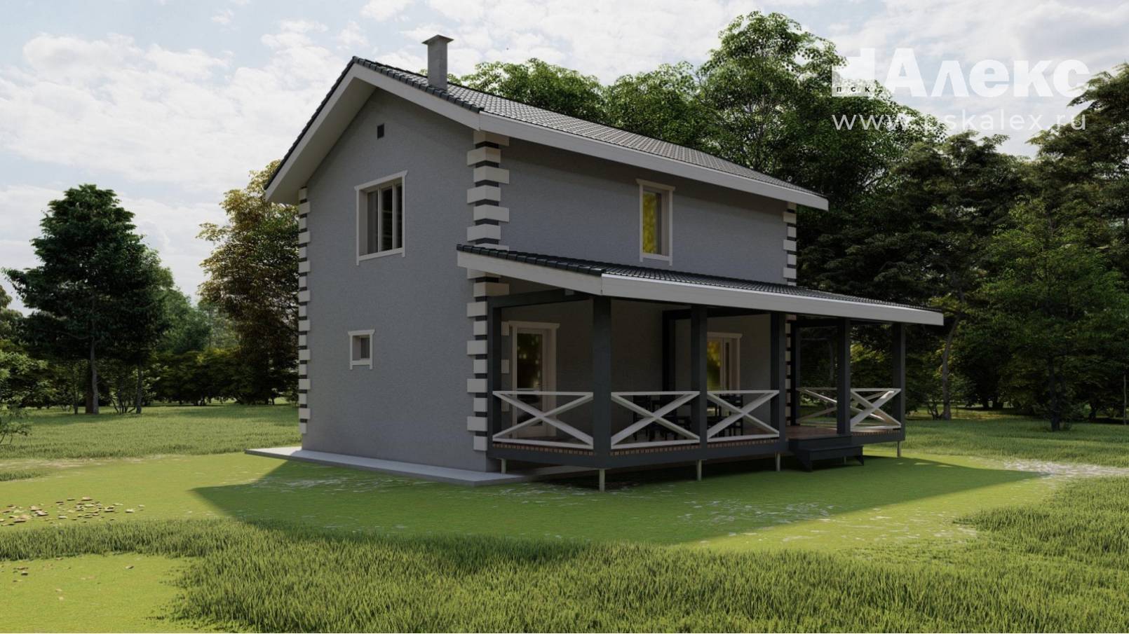 Проект дома из газоблоков КТ-23.23 - строительство под ключ в Перми ...