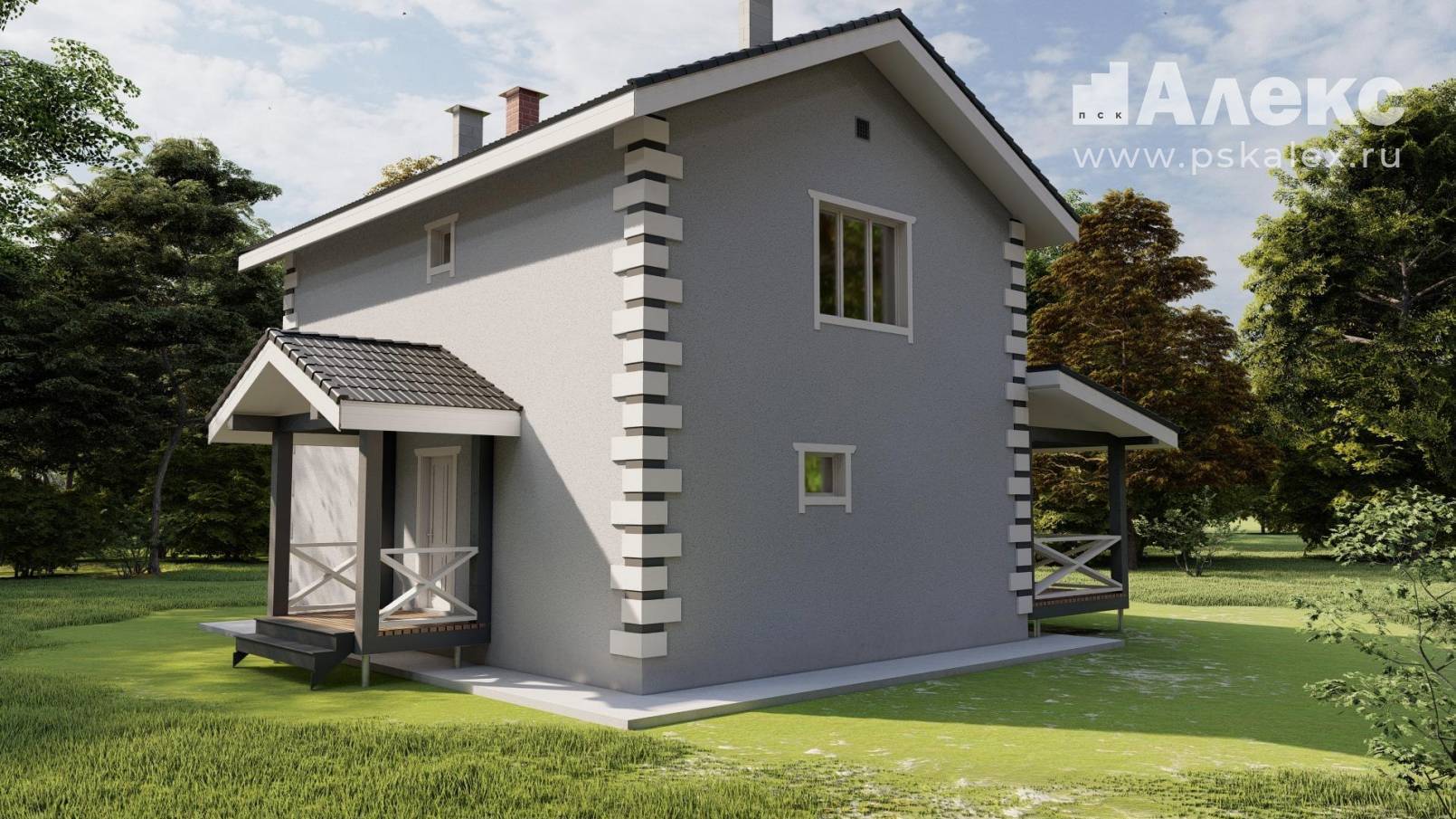 Проект дома из газоблоков КТ-23.23 - строительство под ключ в Перми ...