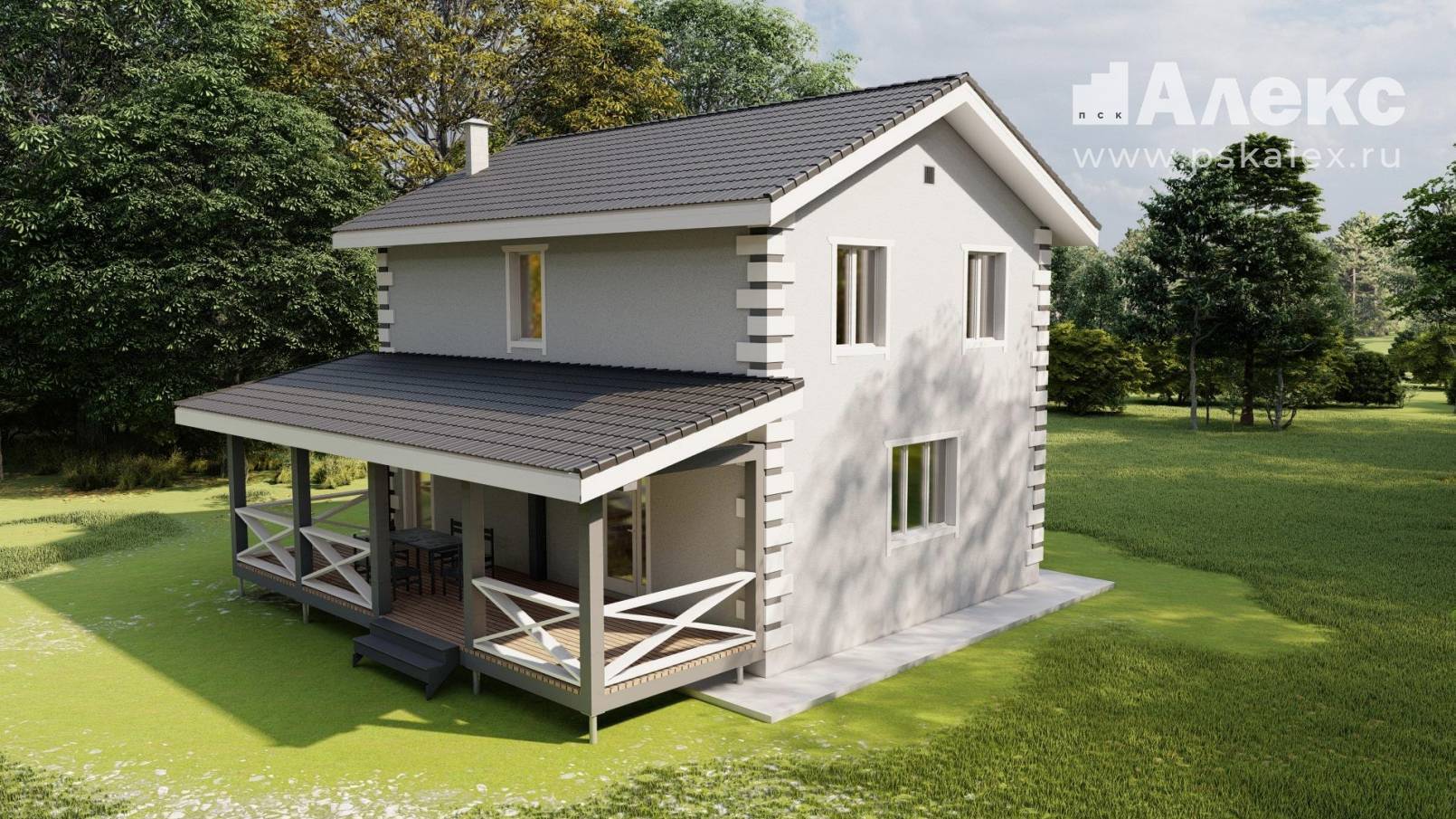 Проект дома из газоблоков КТ-23.23 - строительство под ключ в Перми ...